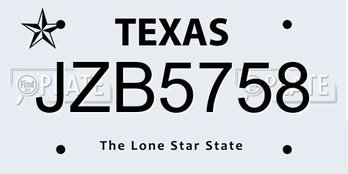 JZB5758 Texas License Plate