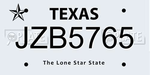 JZB5765 Texas License Plate