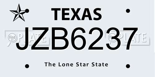 JZB6237 Texas License Plate