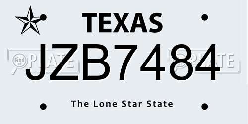 JZB7484 Texas License Plate