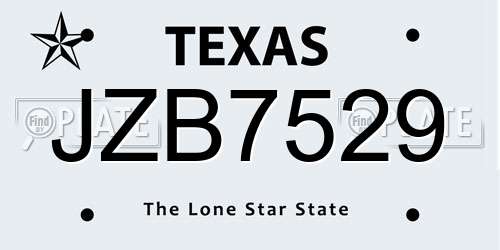 JZB7529 Texas License Plate