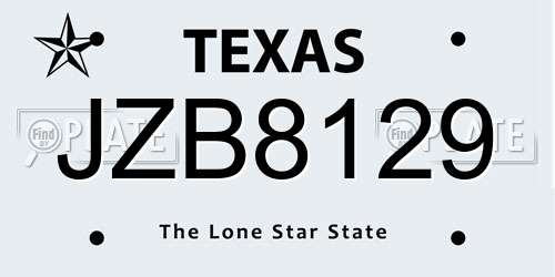 JZB8129 Texas License Plate