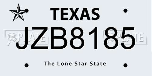 JZB8185 Texas License Plate