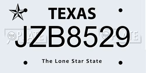 JZB8529 Texas License Plate