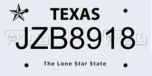 JZB8918 Texas License Plate