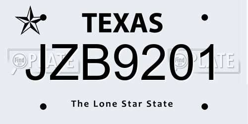 JZB9201 Texas License Plate