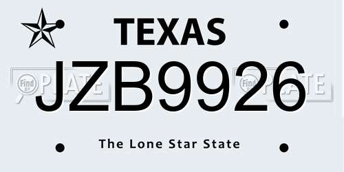JZB9926 Texas License Plate
