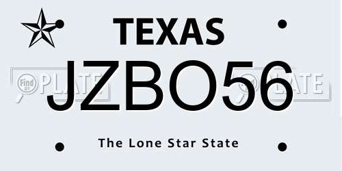 JZBO56 Texas License Plate