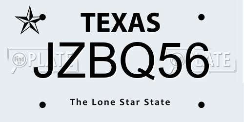 JZBQ56 Texas License Plate