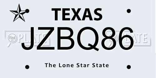 JZBQ86 Texas License Plate