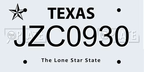 JZC0930 Texas License Plate