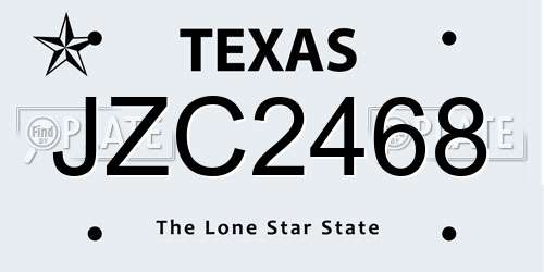 JZC2468 Texas License Plate