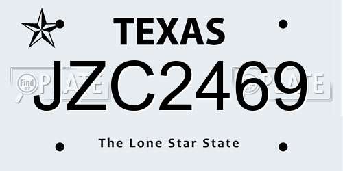 JZC2469 Texas License Plate