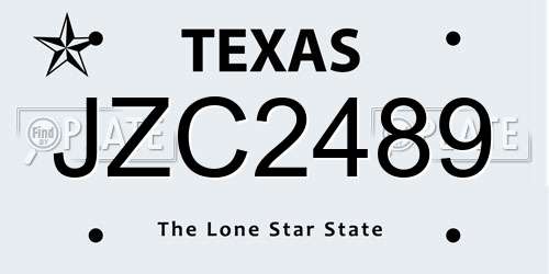 JZC2489 Texas License Plate
