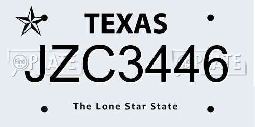 JZC3446 Texas License Plate