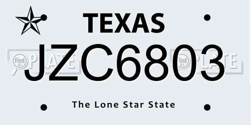 JZC6803 Texas License Plate