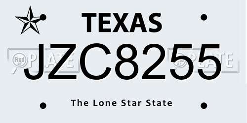 JZC8255 Texas License Plate
