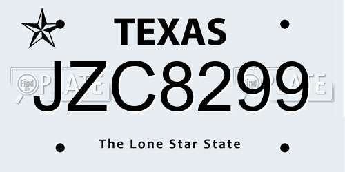 JZC8299 Texas License Plate