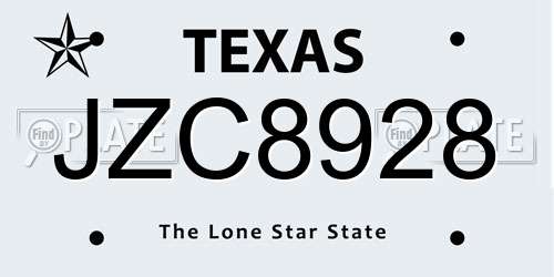 JZC8928 Texas License Plate