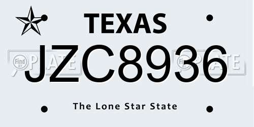 JZC8936 Texas License Plate