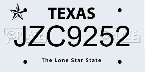 JZC9252 Texas License Plate
