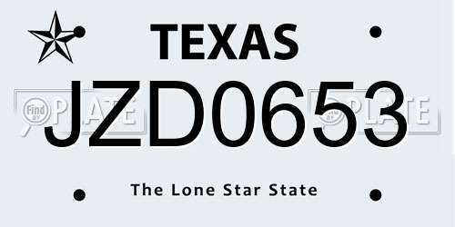JZD0653 Texas License Plate