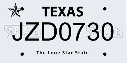 JZD0730 Texas License Plate