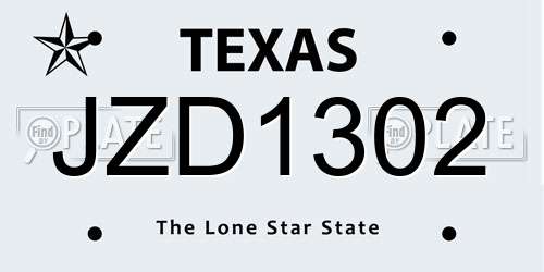 JZD1302 Texas License Plate