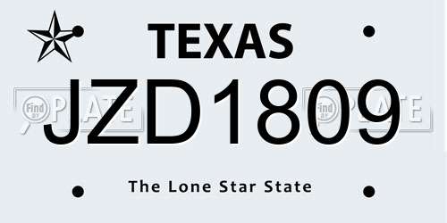 JZD1809 Texas License Plate