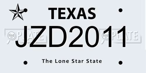 JZD2011 Texas License Plate