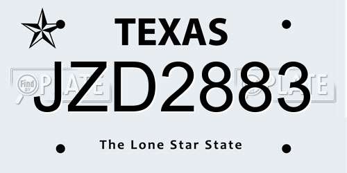JZD2883 Texas License Plate