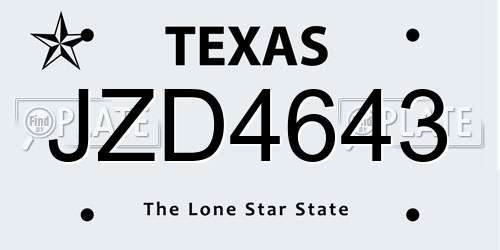 JZD4643 Texas License Plate