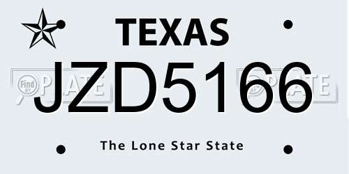 JZD5166 Texas License Plate