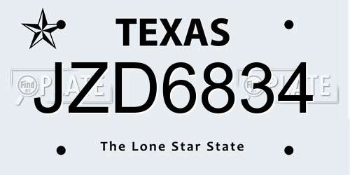 JZD6834 Texas License Plate