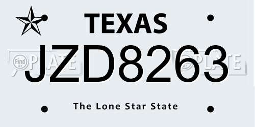 JZD8263 Texas License Plate