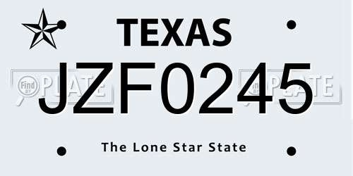 JZF0245 Texas License Plate
