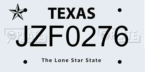 JZF0276 Texas License Plate
