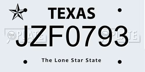 JZF0793 Texas License Plate