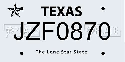 JZF0870 Texas License Plate