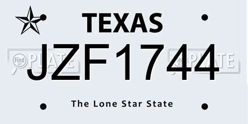 JZF1744 Texas License Plate