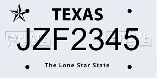 JZF2345 Texas License Plate