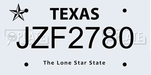 JZF2780 Texas License Plate
