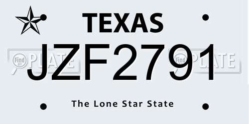JZF2791 Texas License Plate