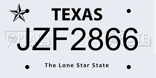 JZF2866 Texas License Plate