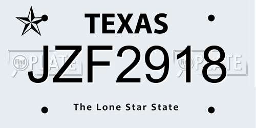 JZF2918 Texas License Plate