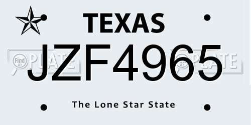 JZF4965 Texas License Plate