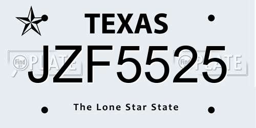 JZF5525 Texas License Plate