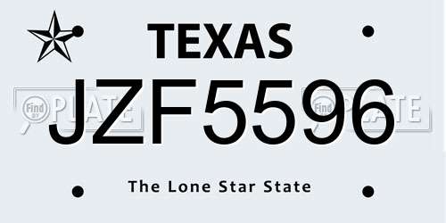 JZF5596 Texas License Plate