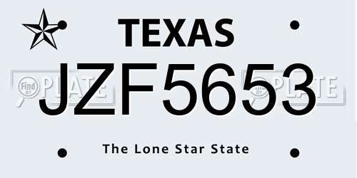JZF5653 Texas License Plate