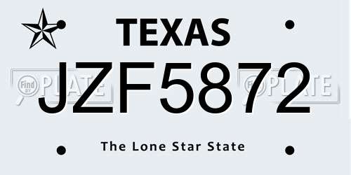 JZF5872 Texas License Plate